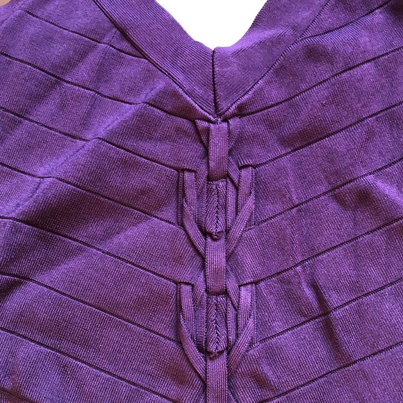 Karen Millen purple body-con midi with braid design on front - Picture 3 of 10